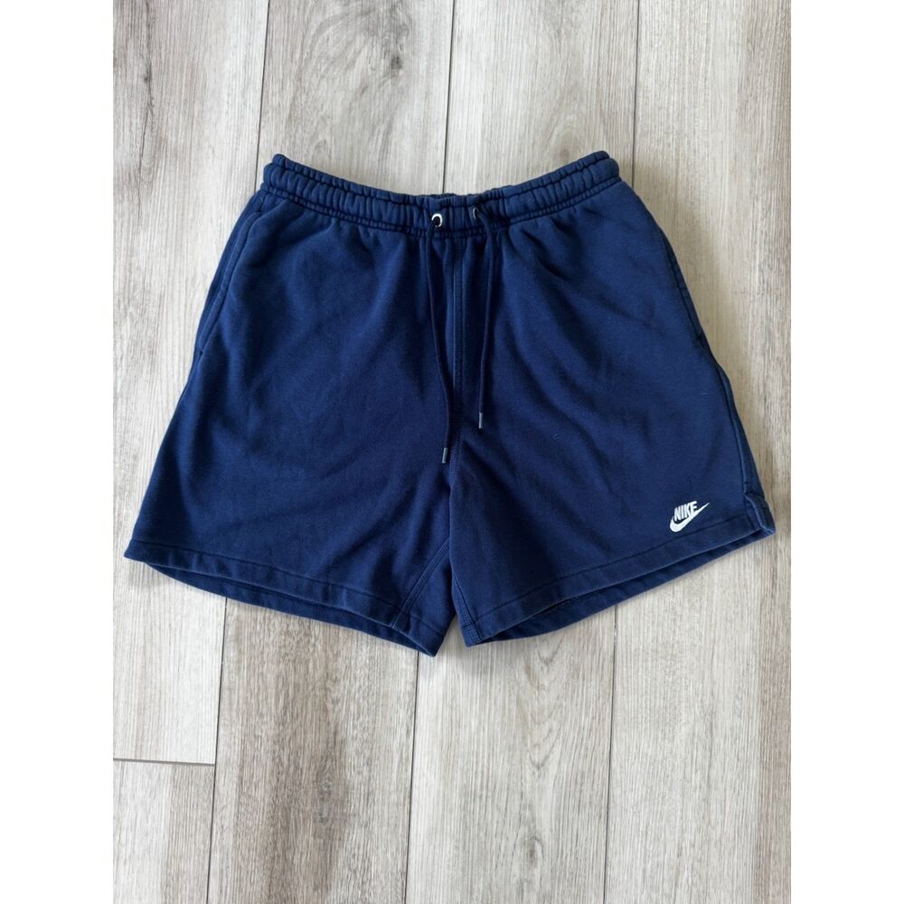 Nike Navy Knit Shorts Men Small Athletic Lounge Gym Athleisure Cotton Blend